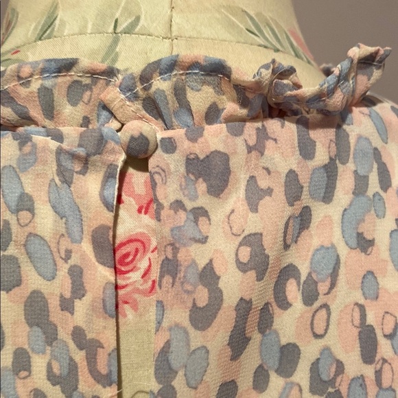 Aqua Cream and Tan Ruffled Tiered Midi Dress - Picture 10 of 13